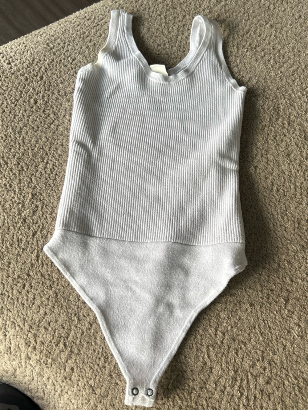 Abercrombie & Fitch White Ribbed Tank Bodysuit